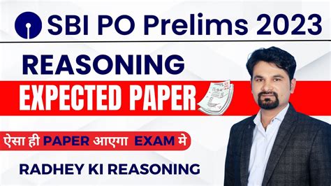 SBI PO 2023 SBI PO Reasoning Expected Paper SBI PO Pre Reasoning By