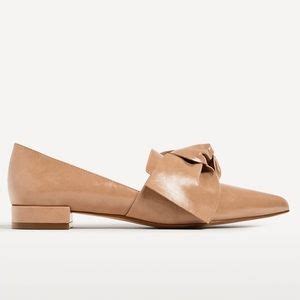 Zara Shoes Zara Nude Color Flats With Bow Poshmark
