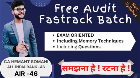 CA Final Audit Free Fastrack Batch Nov 24 May 25 CA Final Audit