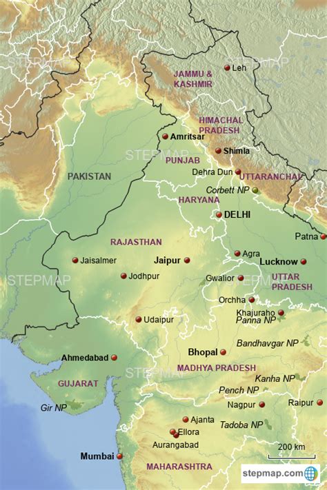 North West India Map - Binnie Sharlene