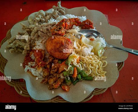 Mixed Rice A Popular Indonesian Specialty Rice Meal With Various Side