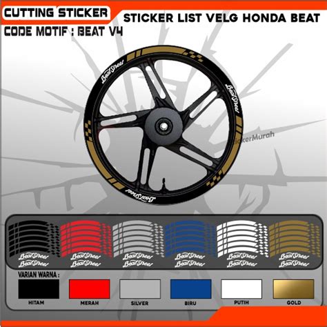 Jual Stiker List Velg Motor Beat Varian Warna Set Depan Belakang Stiker