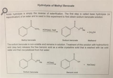 Solved Hydrolysis Of Methyl Benzoate Acidic Hydrolysis Is Chegg