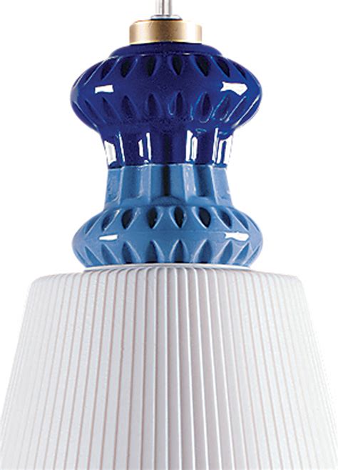 Lladro Belle De Nuit Ceiling Lamp With Lithophane Blue CE UK