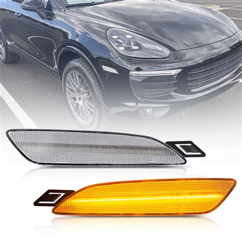 Clear Lens Amber Led Front Bumper Side Marker Light For Porsche