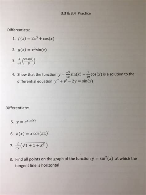 Solved Differentiate F X X Cos X G X X Sin Chegg