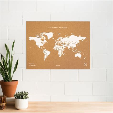 Miss Wood Mapa Mundial Woody Map Natural Cork XL White