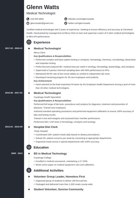 Medical Technologist Resume: Samples and Guide