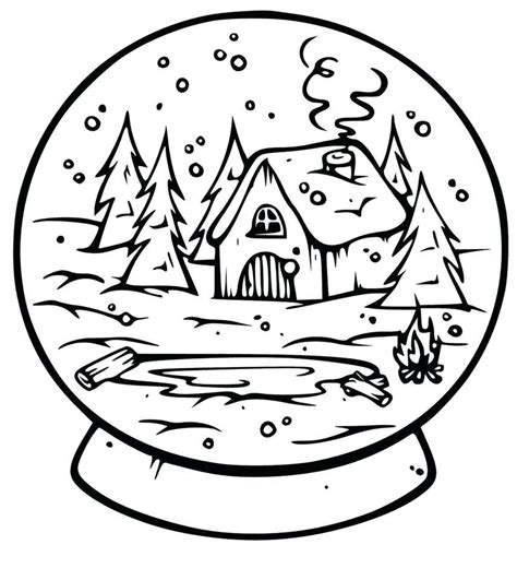 Snow Globe Printable Coloring Page