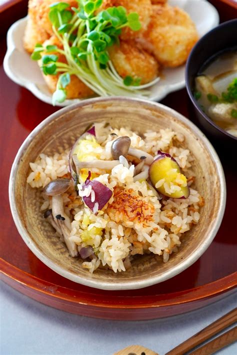 さつまいもときのこの塩昆布炊き込みご飯 レシピサイトnadia