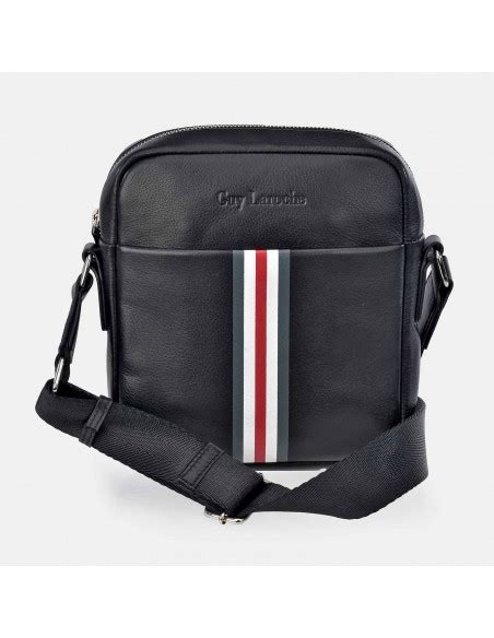 Guy Laroche Bolso De Cruzar Con Cremallera Para Hombre En Piel Rayas