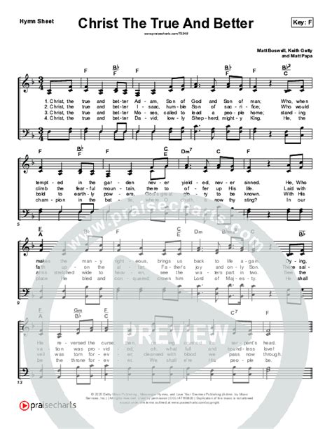 Christ The True And Better Hymn Sheet Keith Kristyn Getty Matt