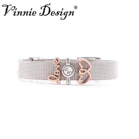 Vinnie Design Jewelry Silver Color Stainless Steel Mesh Bracelet With