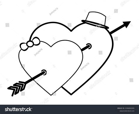 Line Drawings Cute Hearts That Represent Stock Vector Royalty Free