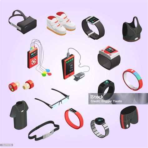 Wearable Technology Isometric Icons Set Stock Illustration Download