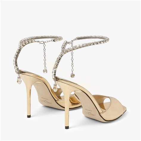 Saeda Sandal 100 Gold Liquid Metal Sandals With Crystal Embellishment