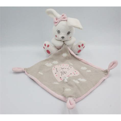 Doudou Lapin Blanc Rose Gris Mouchoir I Love You Simba Toys Kiabi