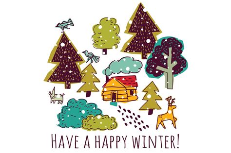 Winter Greeting Card Illustrator Graphics Creative Market