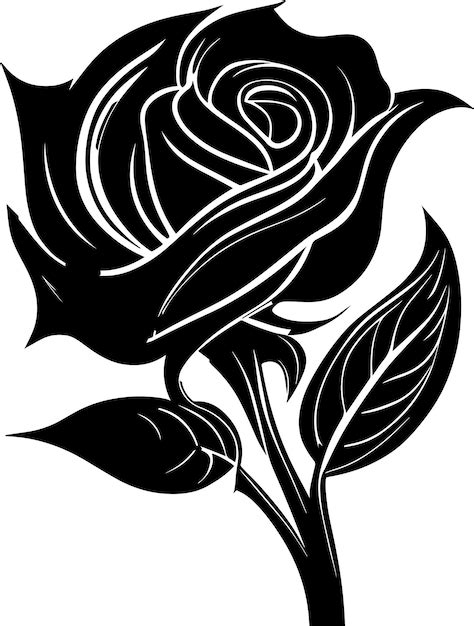 Logo Fleur Rose Style Design Monochrome Vecteur Premium