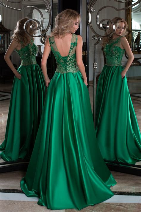 Robe De Cocktail Verte En Satin Duchesse Oksana Mukha Paris