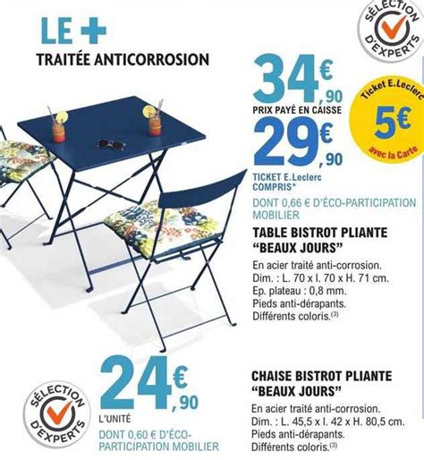 Promo Table Bistrot Pliante Beaux Jours Chaise Bistrot Pliante Beaux