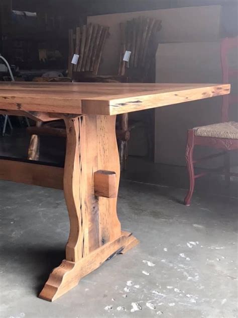 Beautiful Handcrafted Wormy Chestnut Trestle Dining Table Etsy