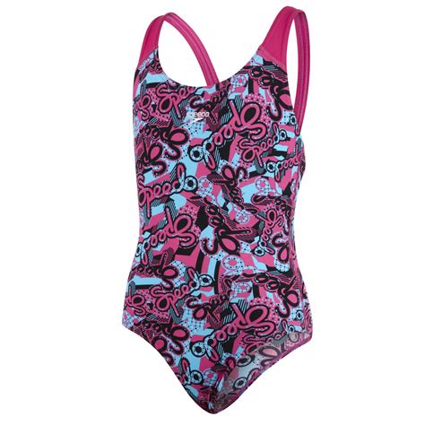 Speedo Astropop Allover Splashback Swimsuit Pink Blue