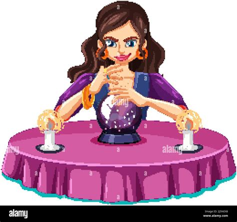 Fortune Teller With Crystal Ball Illustration Stock Vector Image Art