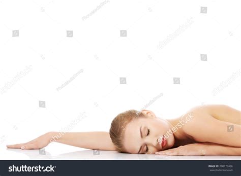 Beautiful Caucasian Naked Woman Lying Down Stock Photo 200173436