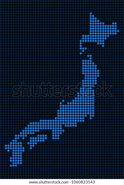 Dotted Pixel Japan Map Raster Geographic Stock Illustration 1060823543