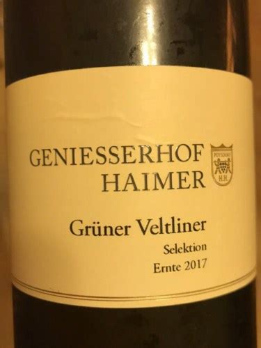 Geniesserhof Haimer Grüner Veltliner Selektion Vivino US