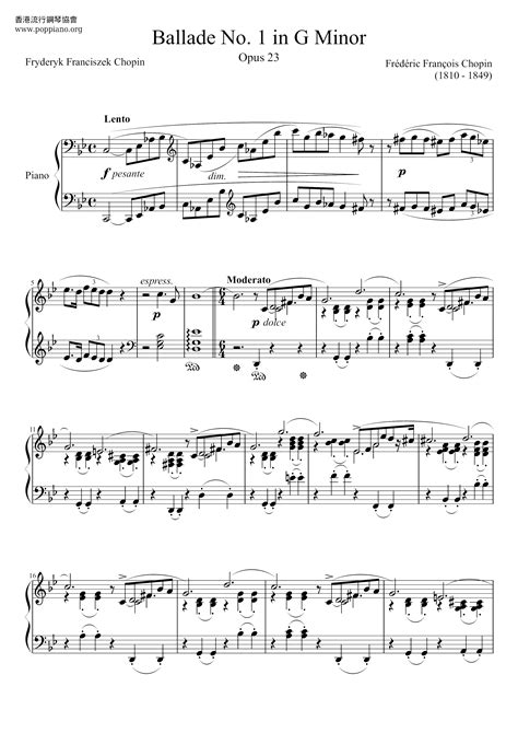 Chopin Ballade In G Minor No 1 Op 23 Sheet Music Pdf Free Score