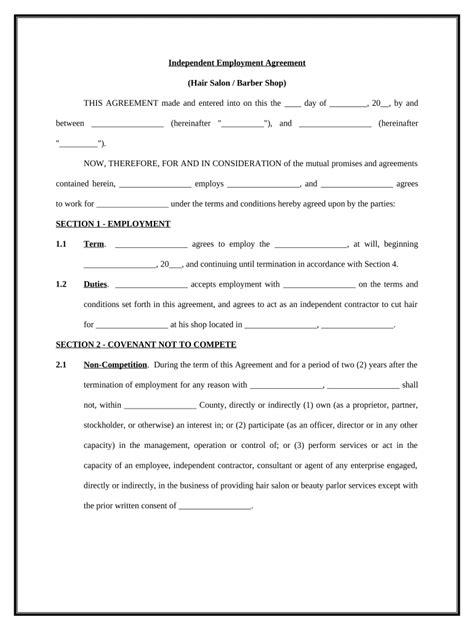 Hair Stylist Agreement Form Fill Out And Sign Online Dochub