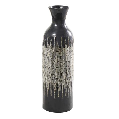 Litton Lane Black Handmade Capiz Shell Decorative Vase With Gray Ombre