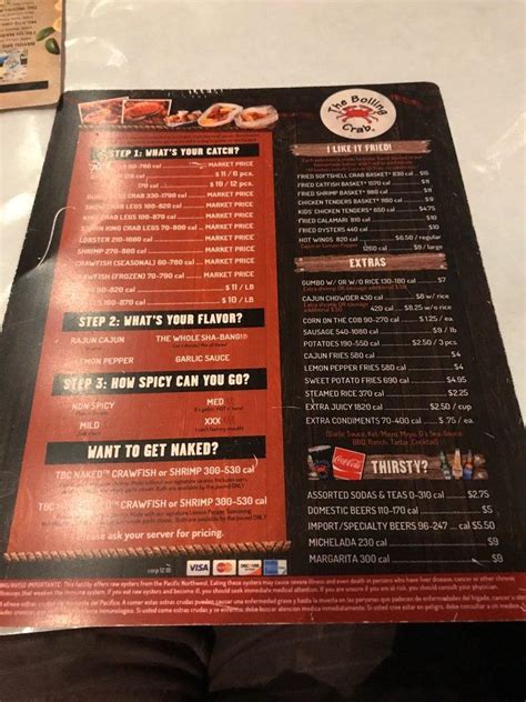 Menu at The Boiling Crab restaurant, Burbank