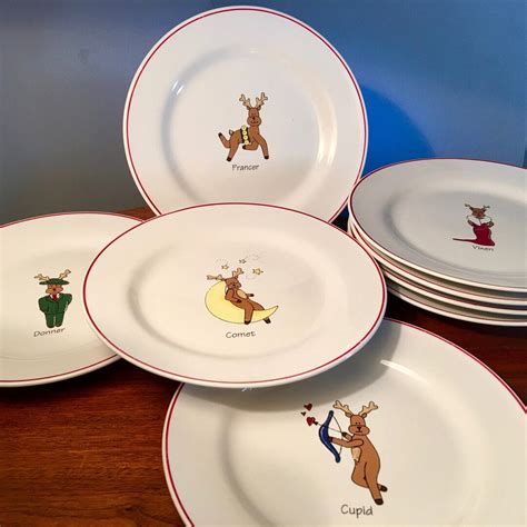 Vintage Santa S Reindeer Plates By Ltd Commodities Price Is For Each Plate Etsy