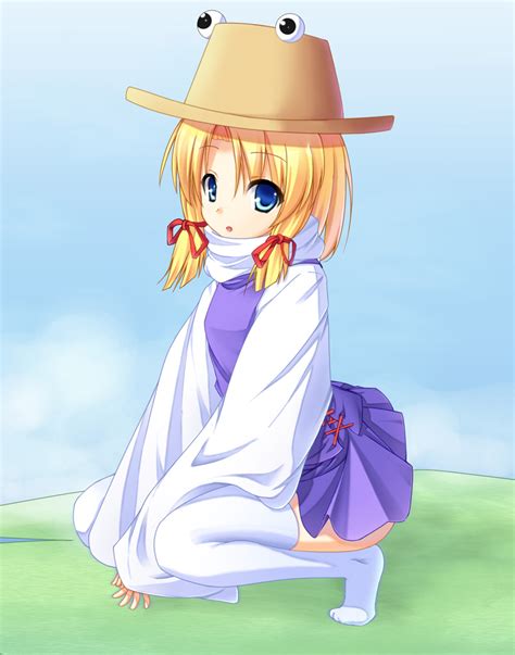 Safebooru Blue Eyes Gokireddo Hat Lily Pad Moriya Suwako Thigh Highs