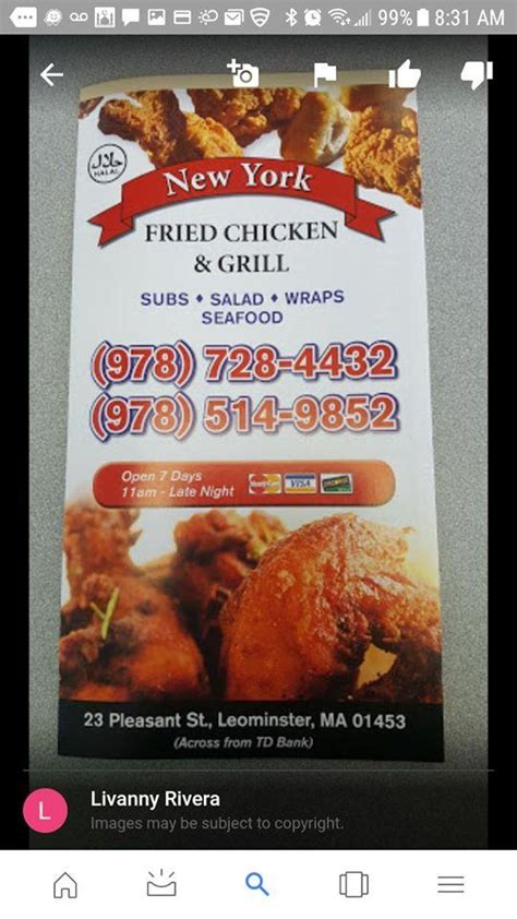 Menu At New York Fried Chicken And Grill Restaurant Leominster