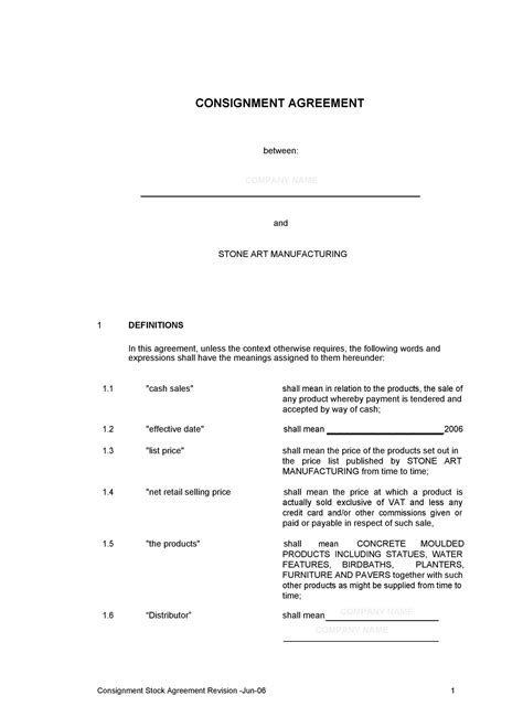 Best Consignment Agreement Templates Forms Templatelab