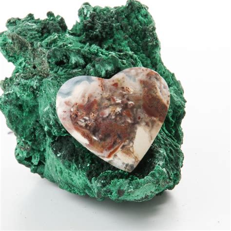 Stunning Heart Shaped Polished Indonesian Moss Agate Cabochon For