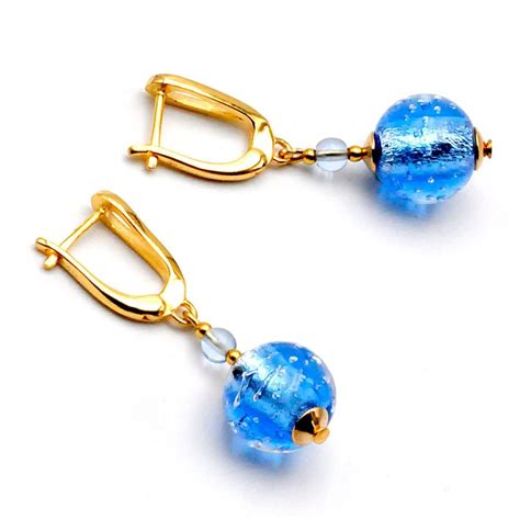 Fizzy Bleu Ocean Boucles D Oreilles Dormeuses Bleues Bijoux En