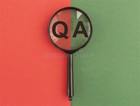 Qna Inscription On Red And Green Papersthrough Magnifying Glass Qa Acronym Q Concept Stock