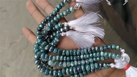 Emerald Green Moonstone Coated Faceted Rondelle Silverite Beads Strand