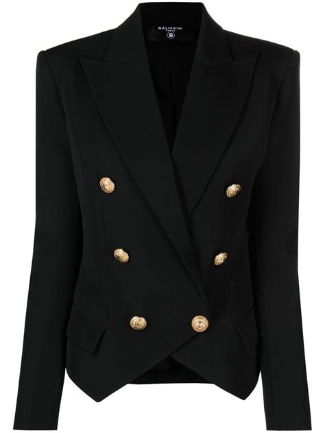 Balmain Peak Lapel Double Breasted Blazer Farfetch