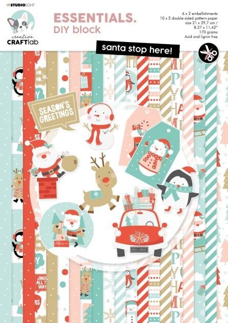 Scrapbooking Sett Santa Stop Here Studio Light X Cm Braogbillig