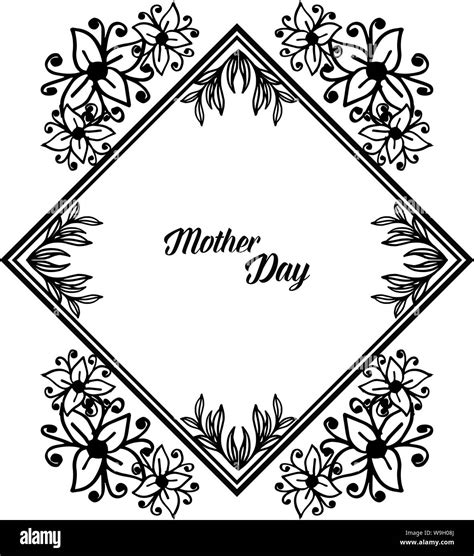 Beautiful Silhouette Flower Frame For Design Elegant Card Mother Day