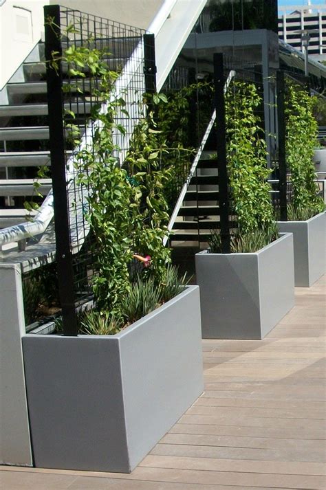 Wilshire fiberglass planter box with trellis privacy screen Planter Box ...