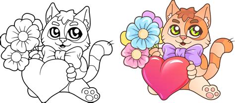 cute cat with flowers 9294328 Vector Art at Vecteezy