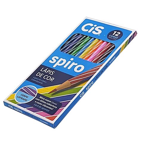 Lápis De Cor Cis Spiro 12 Cores Corpo Listrado 448002 - Papelaria Criativa