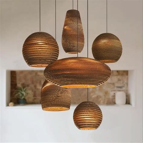 Bamboo Paper Honeycomb Bamboo Pendant Lights Personalized Living Room